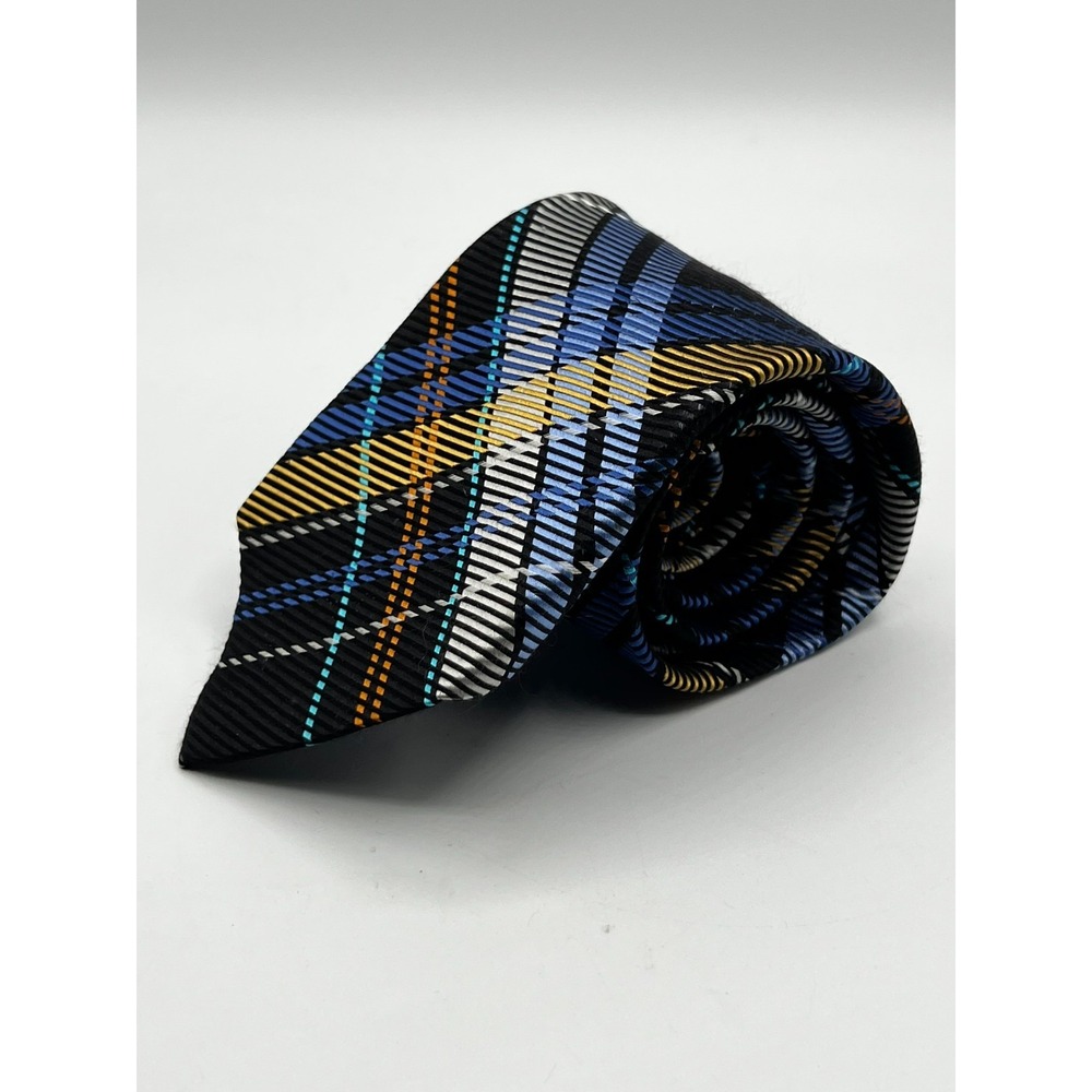 PRONTO UOMO Men's 100% Silk Skinny Necktie Designer Plaid W:3.5" L"60" - Picture 2 of 7